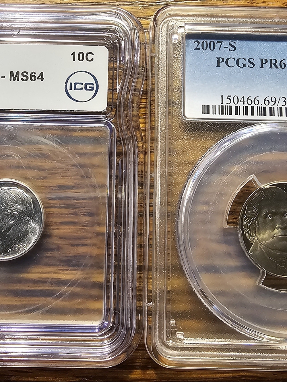 (2) Graded Coins, 1962 Silver Dime, 2007-S Proof Nickel